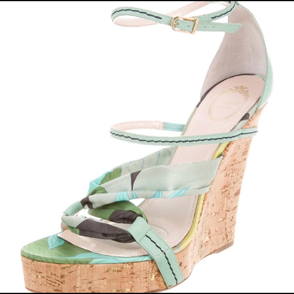 Emilio Pucci Strappy Cork Wedges